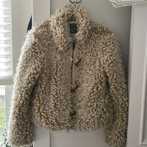 Anthropologie Brenna faux fur coat Size S taupe